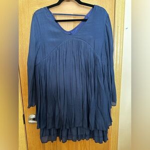 Elegant Flowy Navy Women's Blouse Sz XXL NWOT